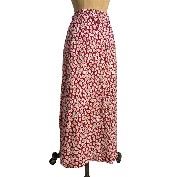 Coldwater Creek Authentic Vintage Scarlet Floral Full-Length Skirt - Picture 2 of 5